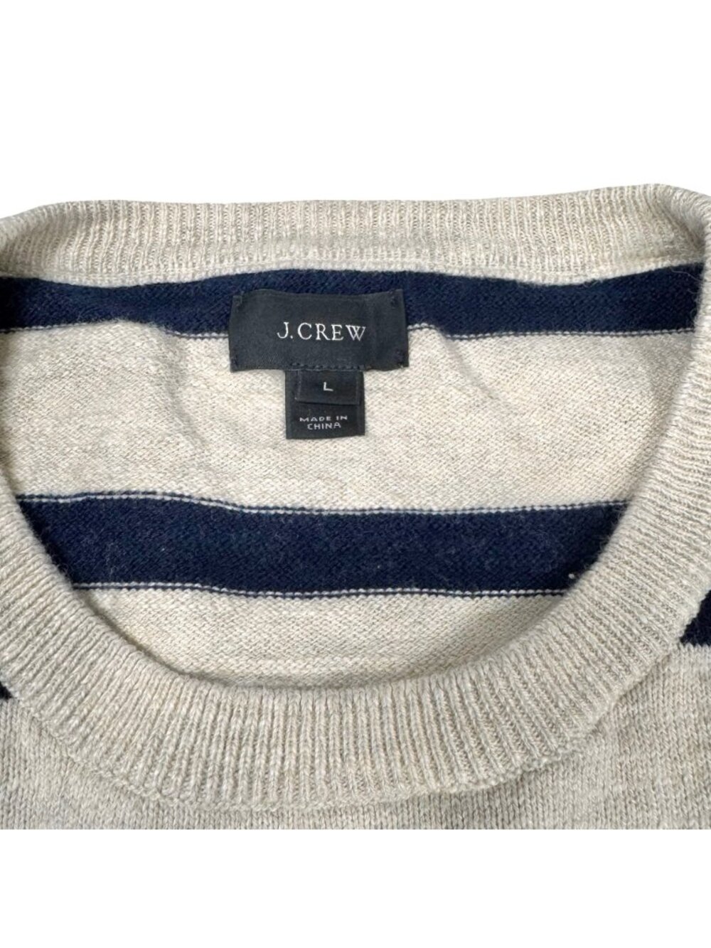 J. Crew 100% Cotton Striped Sweater Sz L Preppy Heritage Nautical - Picture 6 of 11